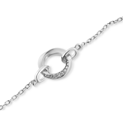 Billede af By Pind armbånd sølv rhodineret cirkel snoet med zirkoniasten