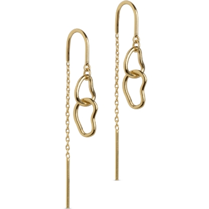 Billede af ENAMEL Copenhagen Organic Double Circle øreringe forgyldt sølv