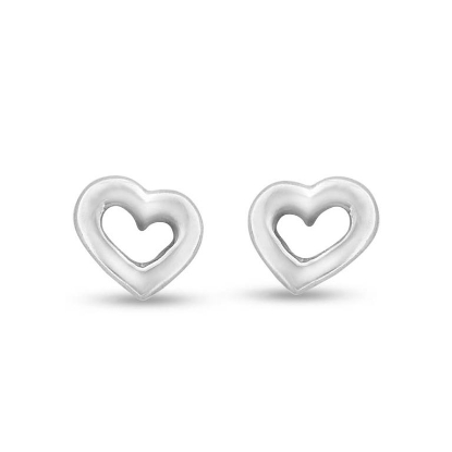 Billede af Ørestikker åbent hjerte i 14 kt. hvidguld