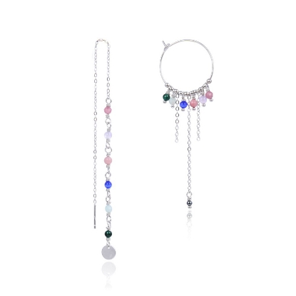 Billede af WiOGA Vera Mix øreringe sølv halvædelsten