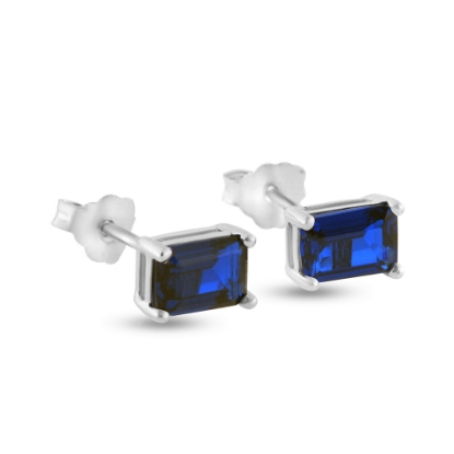Billede af By Pind ørestik sølv rhodineret med safirblå zirkoniasten
