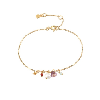 Billede af Hultquist Victoria armbånd forgyldt sølv m. fvp (16+3 cm)