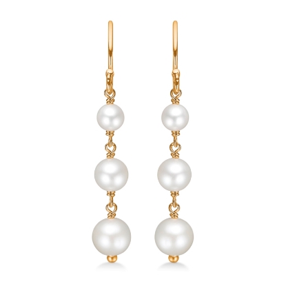 Billede af Mads Z "Treasure" øreringe 14kt. guld m. 3 kulturperler