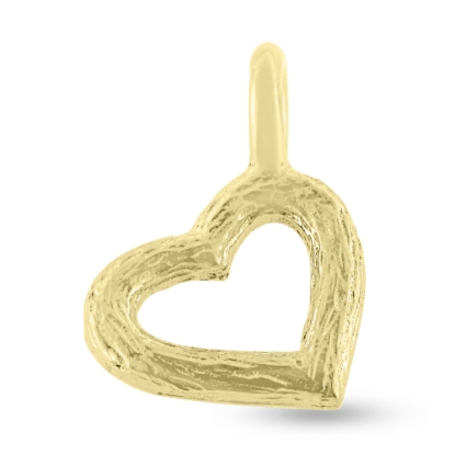 Billede af Vedhæng hjerte, med fast øsken, åbent massivt, rå barket overflade, 925s. forgyldt