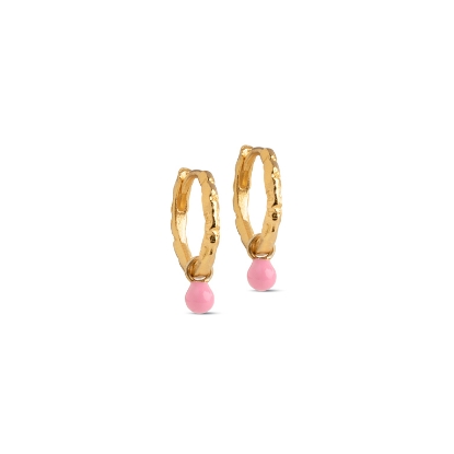 Billede af ENAMEL Copenhagen Belle Lightpink hoops sølv forgyldt (13mm)
