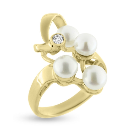 Billede af Ring "Perlesymfoni" i 14 kt. m. ferskvandsperler og en brillant