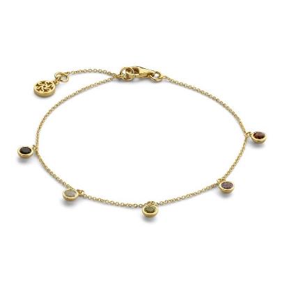 Billede af Spirit Icons Sky armbånd 14kt. guld m. multifarvede sten 19cm
