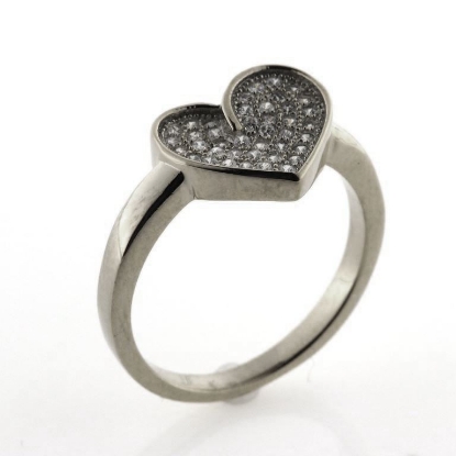 Billede af Classic by Pind ring hjerte sølv rhd  m.syn.zir