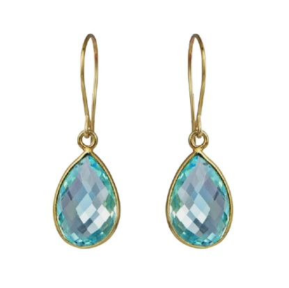 Billede af Susanne Friis Bjørner Ørering 14 kt. facet blå topas