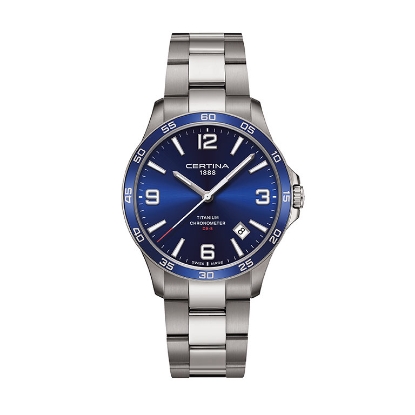 Billede af Certina Urban DS herreur, kvarts, stållænke, blå skive, dato, 100m, 40mm.