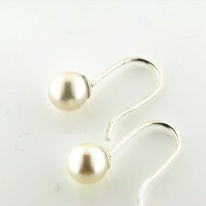 Billede af Ørehænger, fast bøjle, fv. kulturperle 2* 6,0-6,5 mm. 925s.