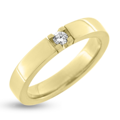 Billede af Alliancering m. diamant 1* 0,10 w/vs. i 14 kt.