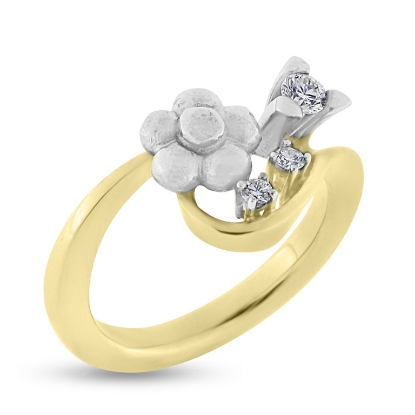 Billede af Hyldeblomst ring 14 kt. m. brillanter