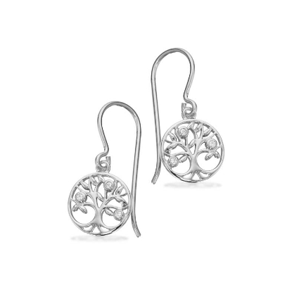 Billede af Ørebøjler Livets Træ syn. cubic zir.  sølv rh.