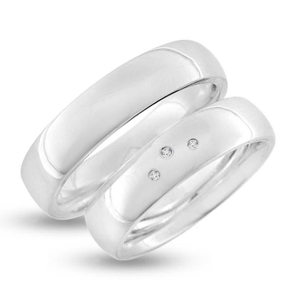 Billede af Vielses & Forlovelses ringe, isat 3 brill. i stjernedrys a  0,01 w/vs i d-ring 925s.