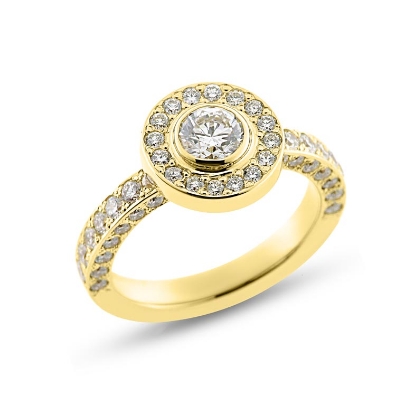 Billede af Rosetring fattet med 71 brillanter 14 kt.