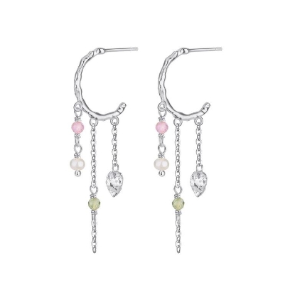 Billede af WiOGA Amy øreringe sølv m. ferskvandsperler + cz
