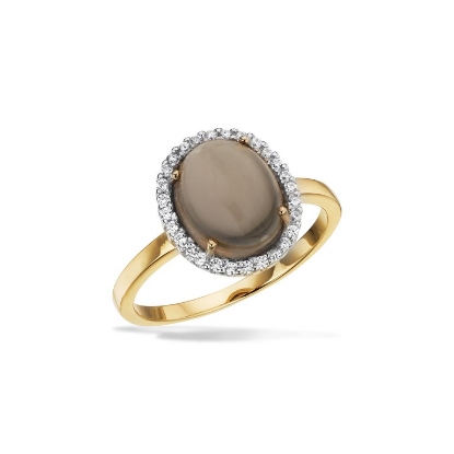 Billede af Ring roset smokey quartz/cubic zir. 8 kt.