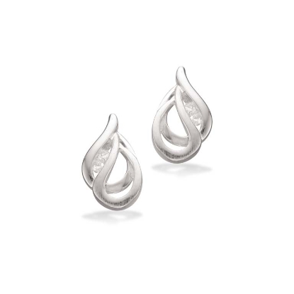 Billede af Øreringe mat/blank cubic zir. sølv