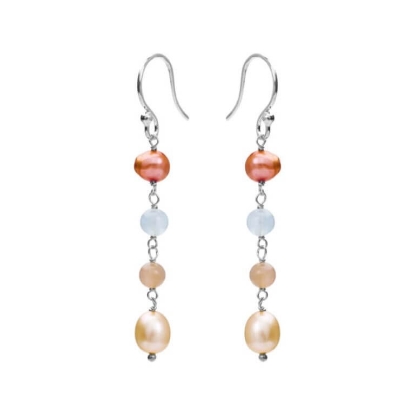 Billede af Susanne Friis Bjørner øreringe perler og sten sølv m. fvp