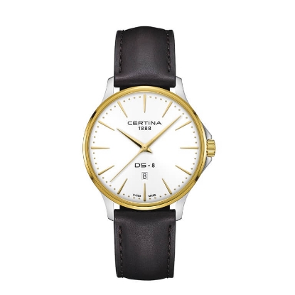 Billede af Certina DS-8 Gent herreur stål gulddoublé brun læderrem 10 bar 40mm