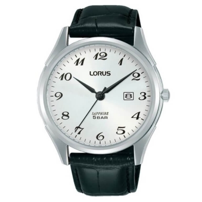 Billede af Lorus Classic herreur stål sort læderrem safirglas 5bar 42mm