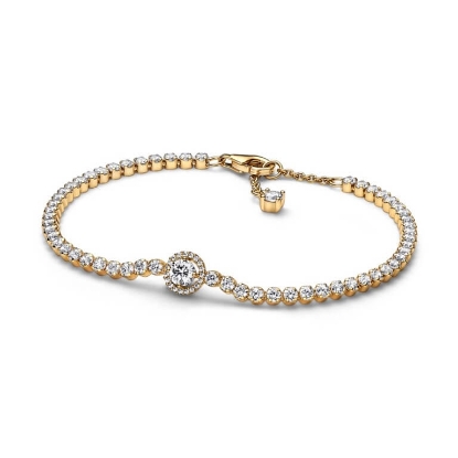 Billede af Pandora Funklende Halo Tennisarmbånd forgyldt metalblanding (16-20 cm)