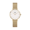 Billede af Daniel Wellington dameur Petite Evergold 28 mm hvid skive mesh lænke stål gulddoublé