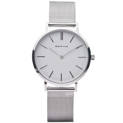 Billede af Bering Classic dameur stål meshlænke hvid skive safirglas