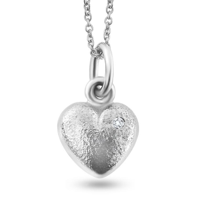 Billede af Vedhæng hjerte med brilliant i sølv