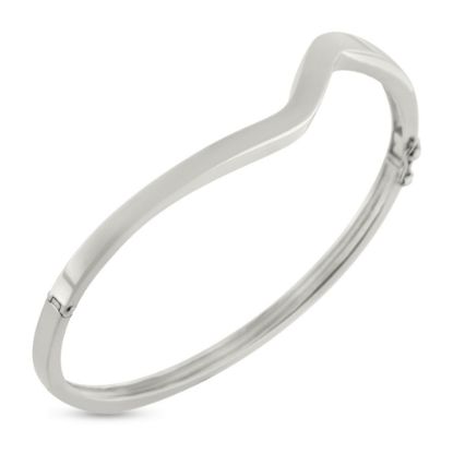 Billede af Armring med chener & lås, bølget overdel, 14 kt. hvg.