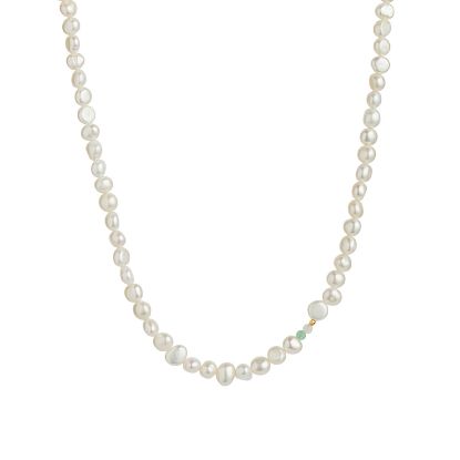 Billede af STINE A halskæde Perlie Creme forgyldt sølv (41 + 5cm)