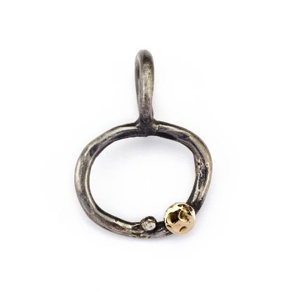 Billede af By Birdie Comet Circle vedhæng sort rhodineret sølv m.14kt