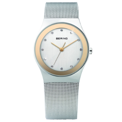 Billede af Bering Classic stål, mesh lænke, double krans, safirglas og swarovski