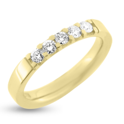 Billede af Alliancering i 14 kt. m. diamanter 5x 0,07 w/vs