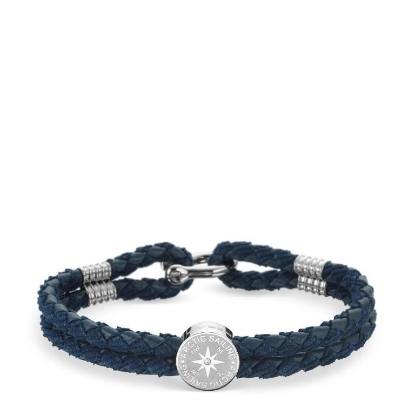 Billede af *Bering Arctic Symphony blåt læderarmbånd poleret stål (180-200mm)