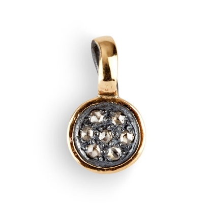 Billede af By Birdie Topka Small vedhæng sort rhodineret sølv m. 14 kt. + 0,25 ct.