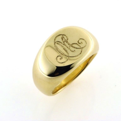 Billede af Ring, signetring massiv med fræset monogram, 14 kt. guld