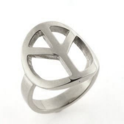 Billede af Ring, fredstegn (peace tegn) dia. 19 mm. 925s