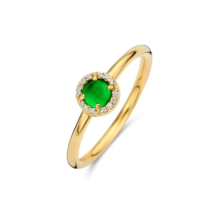 Billede af Spirit Icons Euphoria Green ring forgyldt sølv m. krystal + cz (str. 48-60)