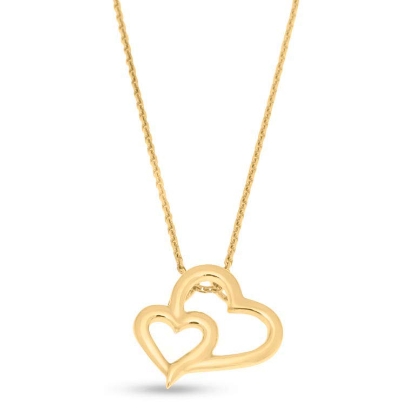 Billede af Vedhæng dobbelt hjerte i forgyldt sølv