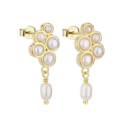 Billede af *WiOGA Alana øreringe forgyldt sølv m. perler