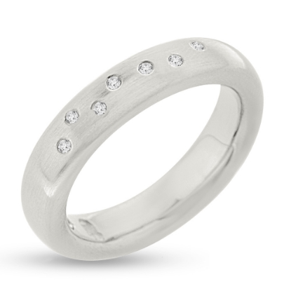 Billede af Ring med 7 brill. a 0,01 w/vs. i stjernedrys, 14 kt. hvidguld  str. -59