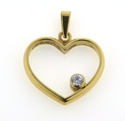 Billede af Vedhæng hjerte med fatn. syn. sten 4 mm. 14 kt.