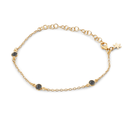 Billede af Susanne Friis Bjørner Armbånd sølv forgyldt cabochon sort agat