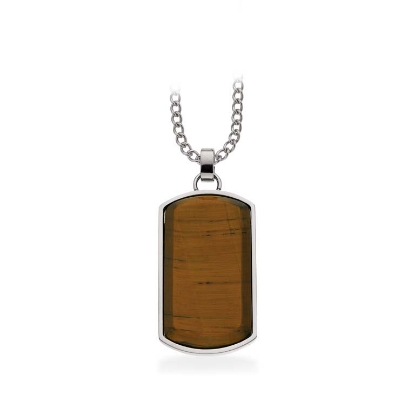 Billede af Herre-vedhæng tigerøje stål m./kæde