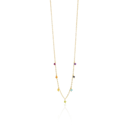 Billede af Susanne Friis Bjørner Halskæde sølv forgyldt 3-4 mm facet granat, karneol, citrin, peridot, apatit, iolit, ametyst