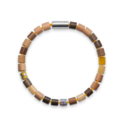 Billede af Mads Z Black Sun armbånd "Makua Beach Yellow" orange nylon m. sølv lås