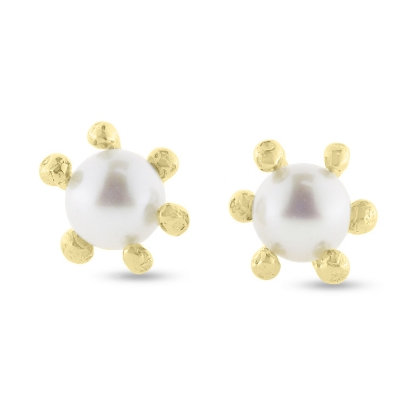 Billede af Ørestik med ferskvandsperle og dråbegrabber i 14 kt.