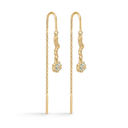 Billede af Studio Z "Tangled" øreringe forgyldt sølv m. grønne cz